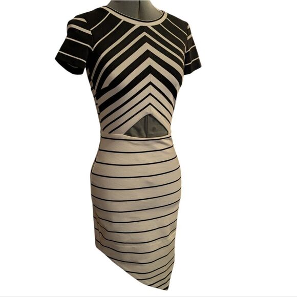 Bec & Bridge black and white striped bodycon cut out dress size 2 - Picture 3 of 7